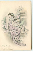 N°7694 - Carte Fantaisie - Femme Et Angelots - Frauen