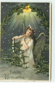 N°8677 - Carte Fantaisie Gaufrée - Frohliche Weihnachten - Ange Priant - Other & Unclassified