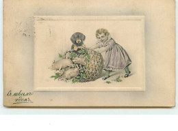 N°7696 - Carte Fantaisie - VK Vienne - Enfant - Teckel - Cochons - Other & Unclassified