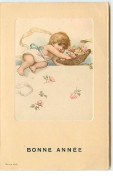 N°9798 - Carte Fantaisie - Bonne Année - Bébé Lançant Des Roses - Nieuwjaar