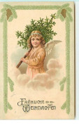 N°9697 - Carte Fantaisie Gaufrée - Fröhliche Weihnachten - Ange Avec Un Sapin - Sonstige & Ohne Zuordnung