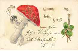 N°23976 - Carte Gaufrée - Nouvel An - Bring's Glück 1906 - Enfant Portant Un Champignon - Año Nuevo