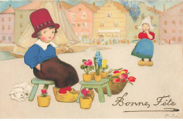 N°23968 - Illustrateur - F. Baumgarten - Bonne Fête - Vendeur De Fleurs, Tulipes - Hollandais - Baumgarten, F.