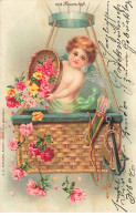 N°23998 - Mit Rosenduft - Parfum - Agelot Déversant Des Roses De La Nacelle Dd'un Ballon - Sonstige & Ohne Zuordnung