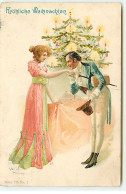 N°22924 - Fröhliche Weihnachten - Homme Faisant Le Baise-main à Une Jeune Femme Près D'un Sapin - Other & Unclassified