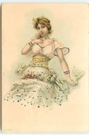 N°22942 - Carte Avec Paillettes - Jeune Femme Mangeant Des Cerises - Femmes