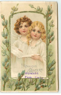 N°21767 - Carte Gaufrée - Fröhliche Ostern - Anges Chantant En Tenant Une Partition - Pâques