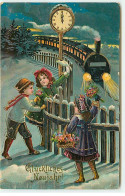 N°21787 - Glückliches Neujahr - Enfants Saluant Un Train - Año Nuevo