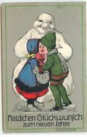 N°21792 - Bonhomme De Neige Regardant Deux Enfants S'embrassant - Neujahr