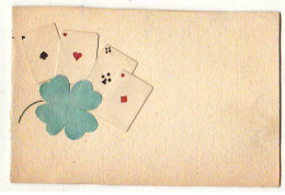 N°21704 - Carte Livret Avec Collage - Jeu De Cartes, Les As Avec Un Trèfle - Jeux Et Jouets