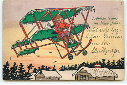 N°21718 - MM Vienne N°668 - Fröhliche Fahrt Ins Neue Jahr ! - Homme Pilotant Un Avion Au-dessus De Maison - Vienne