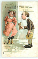 N°21729 - Carte Gaufrée - Prosit Neujahr - Homme Saluant Une Jeune Femme - Neujahr