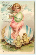N°20749 - Clapsaddle - Fröhliche Ostern - Ange Assis Sur Un Oeuf Sous Le Regard De Poussins - Easter