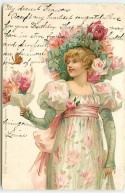 N°21740 - Theo Stroefer's - Jeune Femme Regardant Un Papillon Volant Au-dessus D'un Bouquet De Fleurs - Frauen