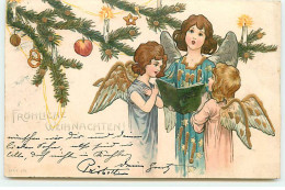N°20688 - Carte Gaufrée - Serie 370 - Frohliche Weihnachten - Anges Chantant - Andere & Zonder Classificatie