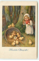 N°20668 - TSN Serie 1751 - Herzliche Ostergrusse - Fillette Et Corbeille De Poussins Renversée - Easter