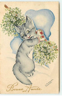 N°19580 - Bonne Année - Manon Lessel - Chat Portant Du Gui - Nouvel An