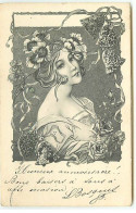 N°19513 - Art Nouveau - Jeune Femme Avec Des Fleurs Dans Les Cheveux, Entourée De Cloches Et De Roses - 1900-1949