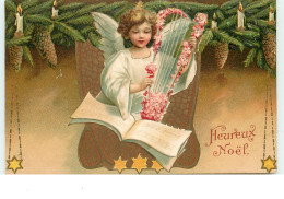 N°15225 - Heureux Noël - Clapsaddle - Ange Avec Une Harpe - Autres & Non Classés