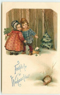 N°12929 - Carte Gaufrée - Fröhliche Weihnachten - Enfants Dans La Forêt - Autres & Non Classés