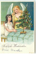 N°12932 - Fröhliche Weihnachten - Ange Gardien Près D'une Jeune Fille Allitée - Other & Unclassified
