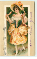N°17487 - Carte Gaufrée - Clapsaddle - To My Valentine - Jeune Femme Avec Une Guirlande De Fleurs - Valentine's Day