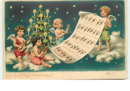 N°15234 - Carte Gaufrée - Ein Frohes Weihnachtsfest - Angelots Et Partition De Musique - Autres & Non Classés