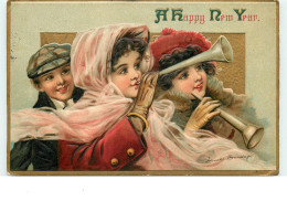 N°15238 - Carte Gaufrée - Brundage - A Happy New Year - Femmes Avec Des Trompettes - Nouvel An