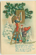 N°15247 - Carte Fantaisie - Gelukkig Neuwjaar - Gnomes, Lutins Peignant Un 1 - Nouvel An