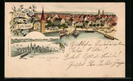 Lithographie Lindau I. B., Dampfer Im Hafen  - Lindau A. Bodensee