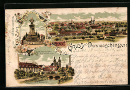 Lithographie Donaueschingen, Gesamtansicht Mit Kaiser-Brunnen  - Donaueschingen