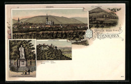 Lithographie Edenkoben, Panorama Mit Kirche Und Kropsburg  - Edenkoben