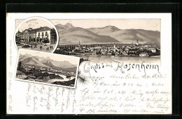 Lithographie Rosenheim, Kaiserbad Und Panorama  - Rosenheim