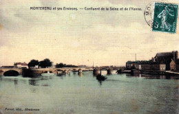 77 - Seine Et Marne -  MONTEREAU -  Confluent De La Seine Et De L Yonne - Carte Toilée - Montereau