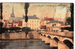 77 - Seine Et Marne -  MELUN -  Vue Prise De La Place Pralin - Carte Toilée - Melun