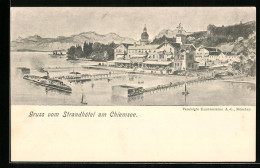 Künstler-AK Chiemsee, Strandhotel Mit Dampfschiff  - Other & Unclassified