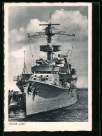 AK Kreuzer Köln Im Hafen Vertäut, Kriegsmarine  - Guerra