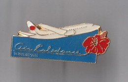 PIN'S THEME  AVION  BOEING 737  AIR  CALEDONIE  INTERNATIONAL FLEUR IBISCUS - Vliegtuigen