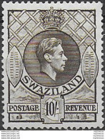 1938 Swaziland Giorgio VI 10s. Sepia 1v. MNH SG. N. 38 - Andere & Zonder Classificatie
