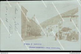 Bu4 Cartolina Fotografica Sala Consilina Piazza Umberto I  Salerno Campania 1908 - Salerno