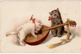 MUSIQUE: Bonne Année, Chatons, Instrument De Musique - Bon état - Music And Musicians