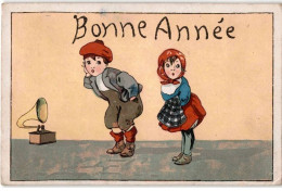 MUSIQUE: Dessin, Bonne Année, Enfants, Gramophone - état - Music And Musicians