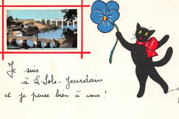 ILLUSTRATEUR RENé - ISLE JOURDAIN - CHAT NOIR : Je Pense Bien A  Vous ! - Tres Bon Etat - Sonstige & Ohne Zuordnung