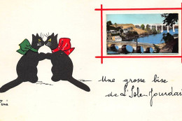 ILLUSTRATEUR RENé - ISLE JOURDAIN - CHAT NOIR : Une Grosse Bise - Tres Bon Etat - Sonstige & Ohne Zuordnung