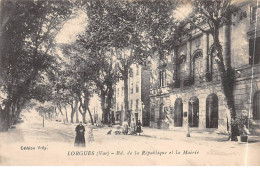 LORGUES - Boulevard De La République Et La Mairie - Très Bon état - Lorgues