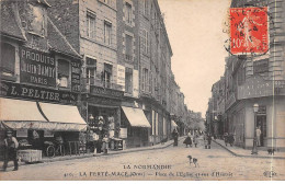 LA FERTE MACE - Place De L'Eglise Et Rue D'Hautvie - Très Bon état - La Ferte Mace