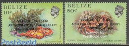 Belize/British Honduras 1984 Bishop Visit 2v, Mint NH, Nature - Religion - Shells & Crustaceans - Religion - Crabs And.. - Maritiem Leven