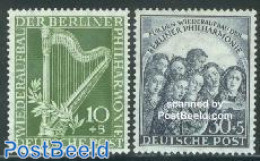 Germany, Berlin 1950 Berlin Philharmonic 2v, Mint NH, Performance Art - Music - Unused Stamps