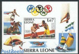 Sierra Leone 1984 Olympic Games L.A. S/s, Mint NH, Nature - Sport - Horses - Athletics - Boxing - Olympic Games - Sail.. - Atletiek