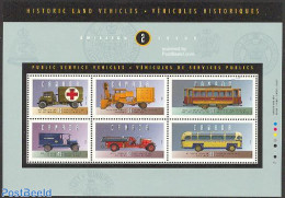 Canada 1994 Automobiles S/s, Mint NH, Health - Transport - Red Cross - Automobiles - Fire Fighters & Prevention - Rail.. - Unused Stamps